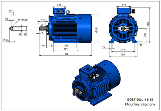 Silniki klatkowe 30KW z chłodzeniem i górnym położeniem skrzynki zaciskowej 200L
